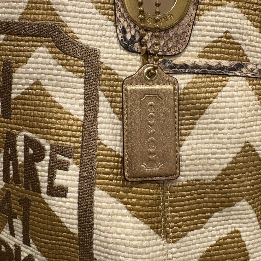 Coach Limited Edition Zebra Print Raffia Straw Tote Bag - Picture 7 of 8